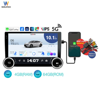 Worldtech จอแอนดรอยด์ติดรถยนต์ 10.1 นิ้ว Ram 4 Rom 64GB พร้อมปุ่มปรับการทำงาน ฟรีสายUniversal รุ่น LX-DDNDK10AND-4GB_CARPLAY